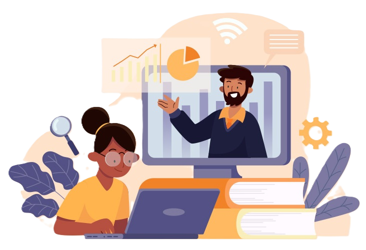 modern e-learning platform with students studying on laptops, professional lighting, educational environment, clean design